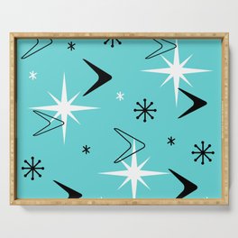 Vintage 1950s Boomerangs and Stars Turquoise Serving Tray
