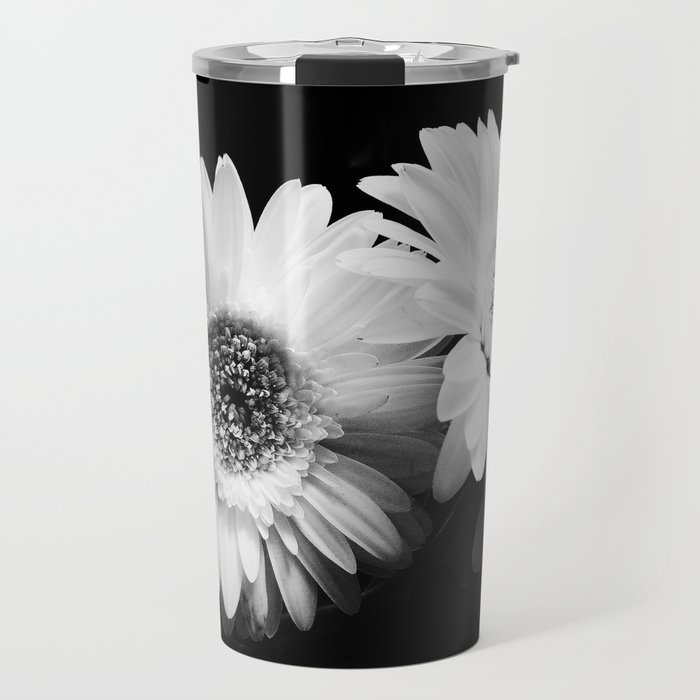 Flowers in Black and White - Nature Vintage Photography Travel Mug