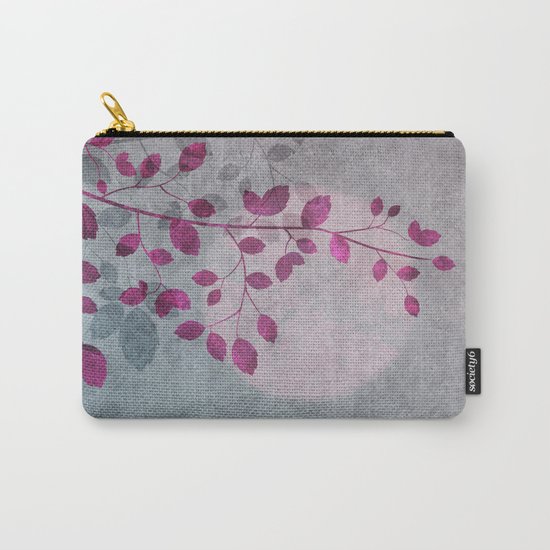 Pink Moon and leaf illustration Carry-All Pouch