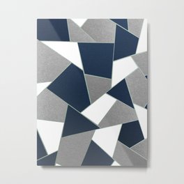 Navy Blue Gray White Mint Geometric Glam #1 #geo #decor #art #society6 Metal Print