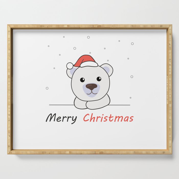 Merry Christmas Polar Bear Snow Soft Night Serving Tray