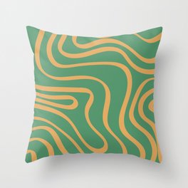 Groovy Abstract Lines - Forest Green Throw Pillow