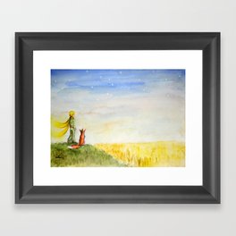 Little Prince, Fox and Wheat Fields Framed Art Print