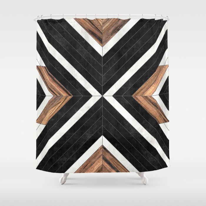 Urban Tribal Pattern No.1 - Concrete and Wood Shower Curtain