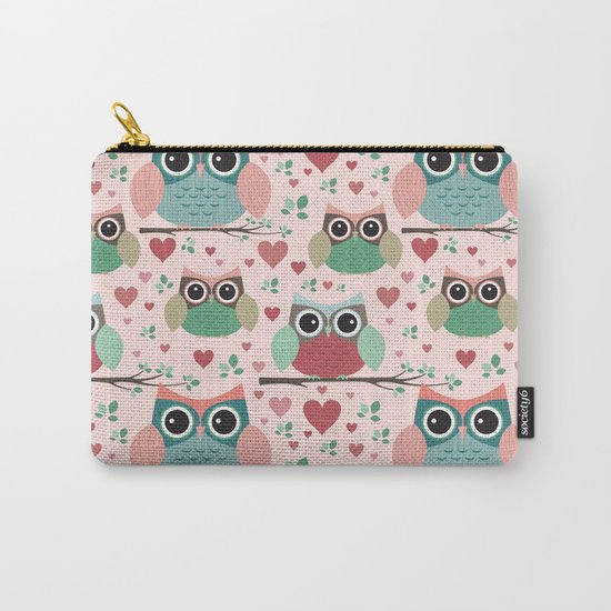 Owls in Love Pattern Carry-All Pouch