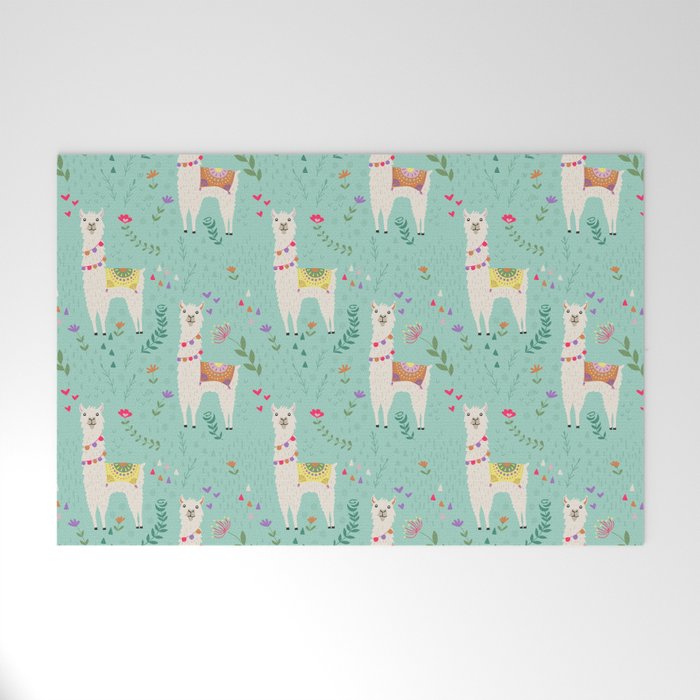 Festive Llama Mat by Lathe and Quill Society6
