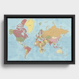 World Map Framed Canvas