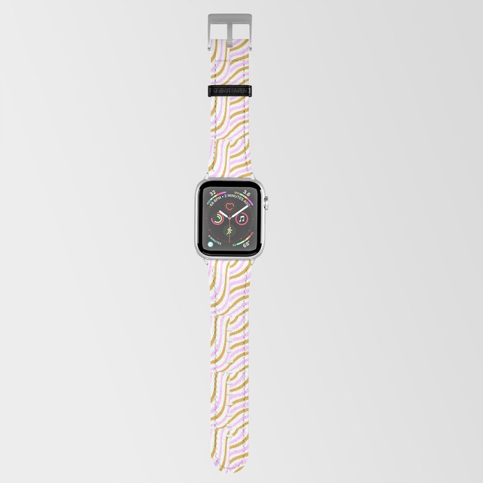 Pastel Pink and Gold Stripes Shells Apple Watch Band
