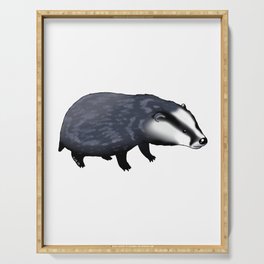 cute forest badger Serving Tray
