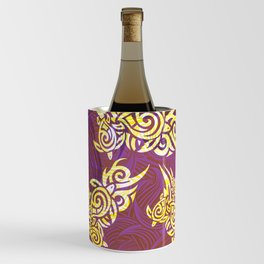 Golden Turtles  And Abstract Waves Wine Chiller