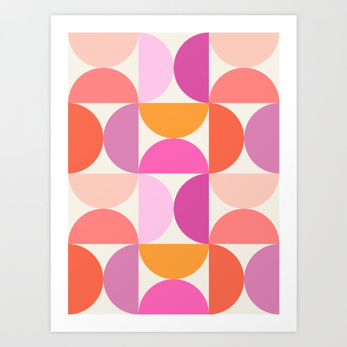 Mid Century Modern Shapes - Pink Art Print