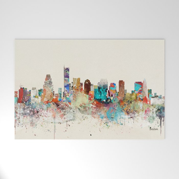 Boston Skyline Welcome Mat By Bribuckley Society6