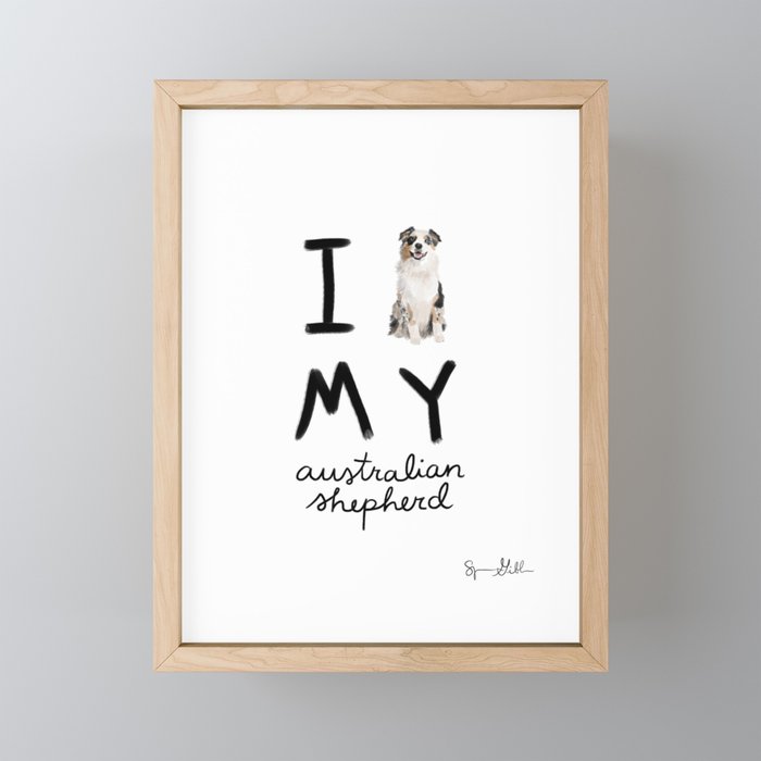 australian shepherd love Framed Mini Art Print
