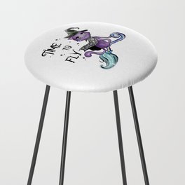 Time to fly halloween cat quote Counter Stool