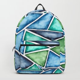 Large scale fragmentation. Watercolor triangles. Backpack
