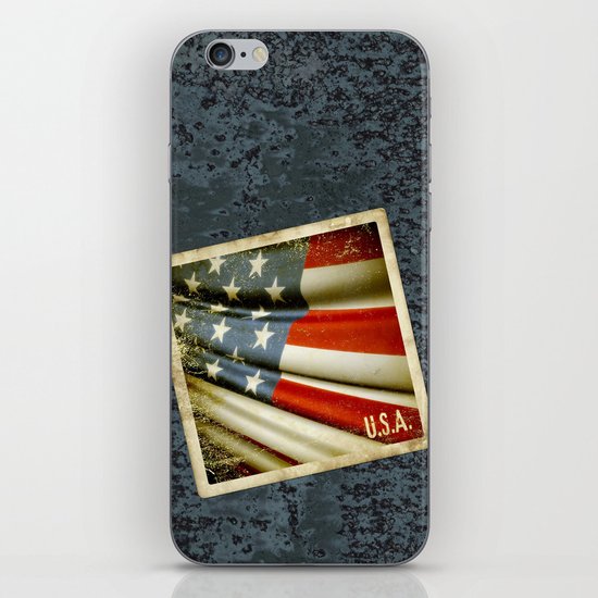 Grunge sticker of United States flag iPhone & iPod Skin