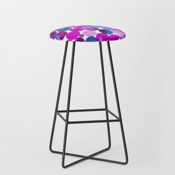 Watercolor Connected Purple Circles - seamless pattern Bar Stool