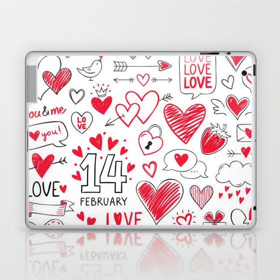 Valentine Doodle Laptop & iPad Skin