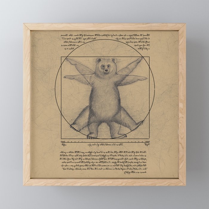 The Vitruvian Bear Framed Mini Art Print