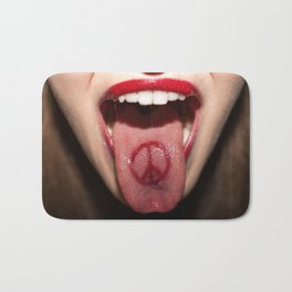 Tongue Tales Bath Mat | Tattoo, Redlips, Redpaint, Wide, Female, Whiteteeth, Curated, Photo, Sexy, Devilstone 