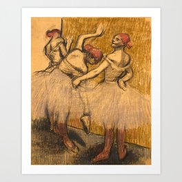 Edgar Degas "Three dancers standing near a rack" Art Print