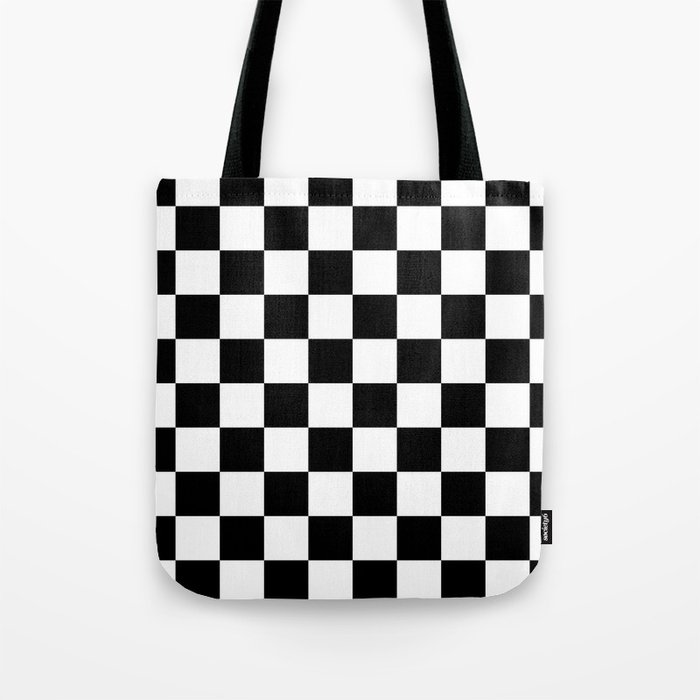 Personalized Black & White Checkered Tote