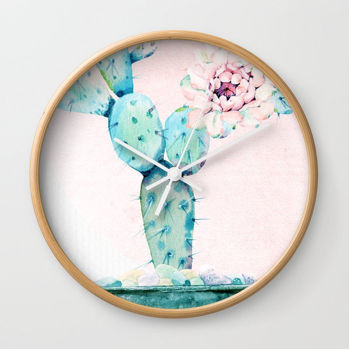 Potted Cactus Wall Clock