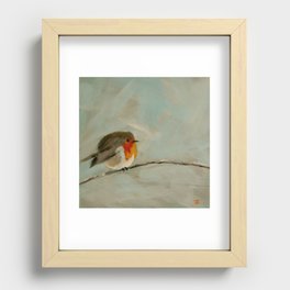 Robin On A Stick Recessed Framed Print