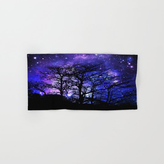 Black Trees Blue Violet Purple Space Hand & Bath Towel