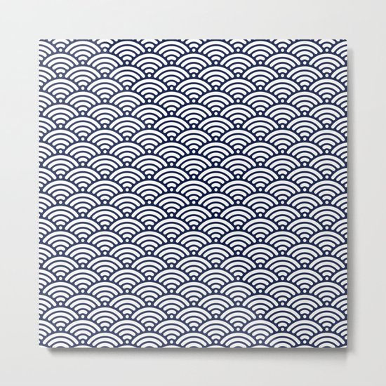 Indigo Navy Blue Wave Metal Print