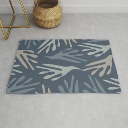 Ailanthus Cutouts Abstract Pattern in Neutral Blue Grey Tones Area & Throw Rug
