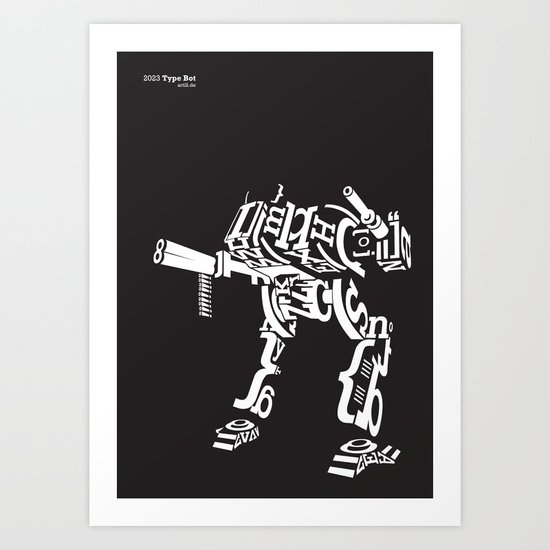 Type Bot Black Art Print