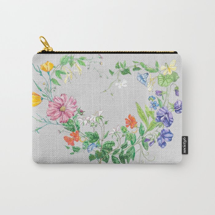 Spring Wild Flower Heart Carry-All Pouch