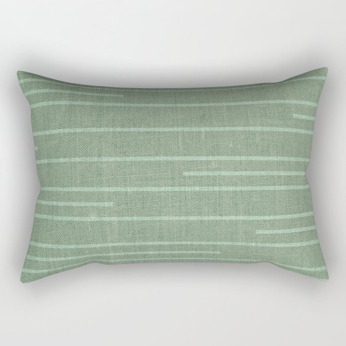 Minimal Green Stripes Rectangular Pillow