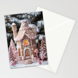 Gingerbread house in pink Stationery Cards