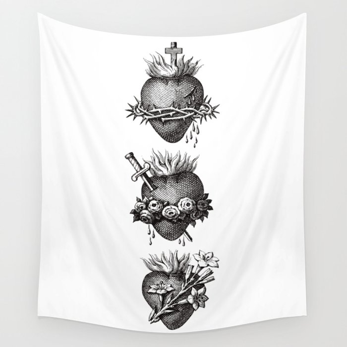 Sacred Hearts of the Holy Family Wall Tapestry