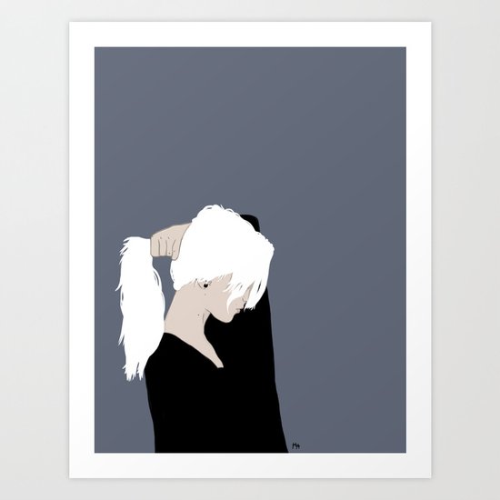 White Hair Beauty Art Print
