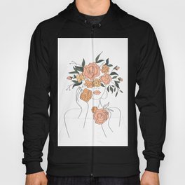 Beautiful Woman With Flowers Minimal Abstract Hoody