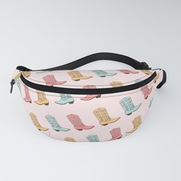 Cowgirl Boots and Daisies, Blush Pink, Mint, Cute Pastel Cowboy Pattern Fanny Pack