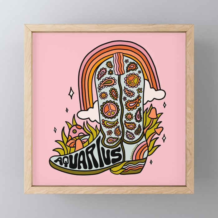 Aquarius Cowboy Boots Framed Mini Art Print