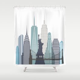 New York City NYC skyline buildings Shower Curtain