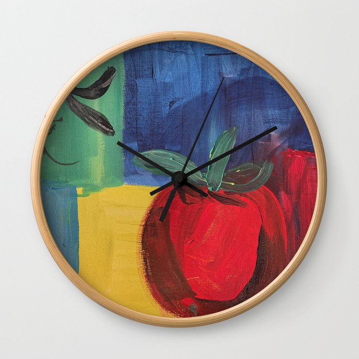 Tomato Basil Abstract Wall Clock