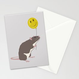 Rat with a Happy Face Balloon Stationery Card