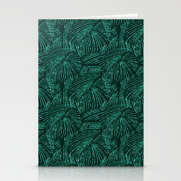 Elegant abstract black emerald green tropical palm tree Stationery Cards