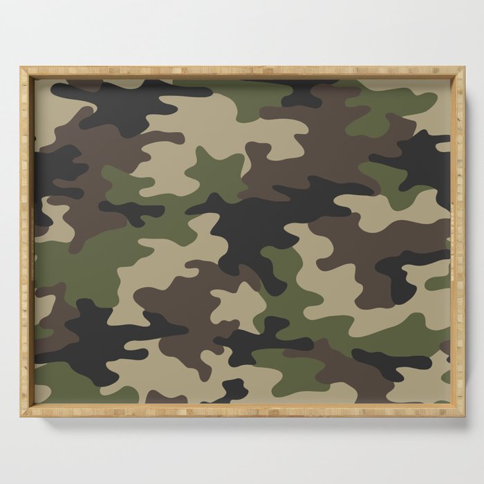 vintage military camouflage Serving Tray