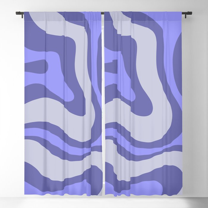 Modern Retro Liquid Swirl Abstract Pattern Square in Light Periwinkle Purple Tones Blackout Curtain