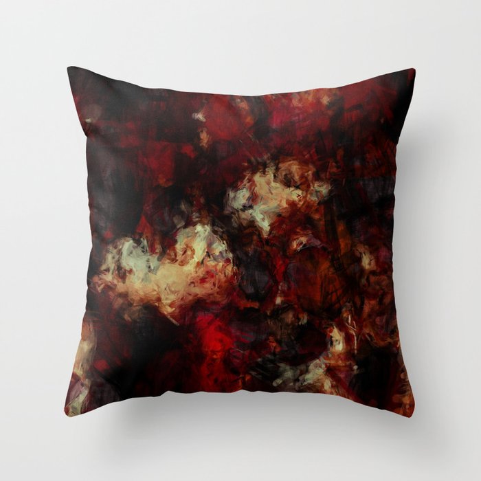 Abstract dark warm impressionism Throw Pillow