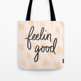 Feelin Good Tote Bag | Typography, Peach, Playful, Pink, Good, Lettering, Feelinggood, Spots, Script, Graphicdesign 