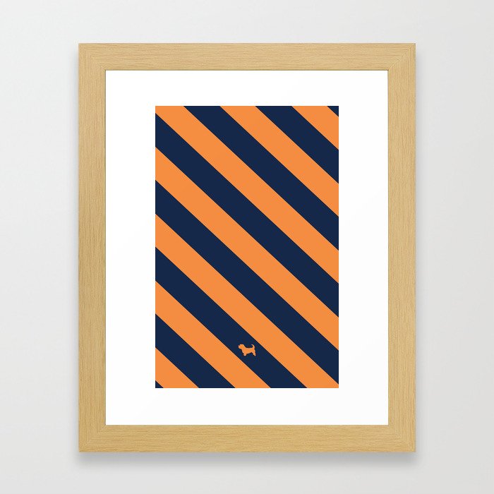 Preppy & Classy, Navy Blue / Orange Striped Framed Art Print