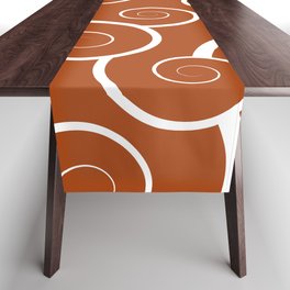 Spiral Waves (white/burnt orange) Table Runner